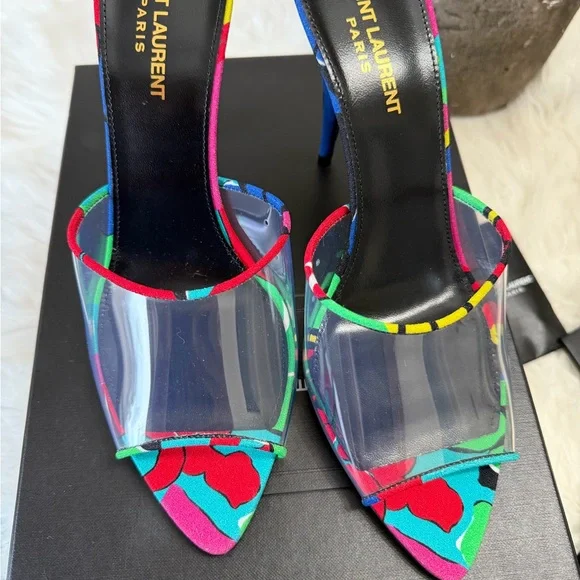 SAINT LAURENT LOLITA 95 FLORAL PRINT HEELS - Picture 2 of 5